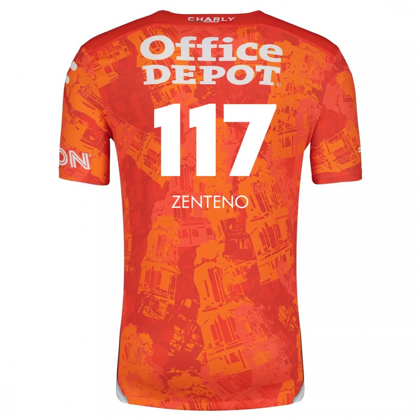 Enfant Football Maillot Gustavo Zenteno #117 Orange White Tenues Extérieur 2024/25