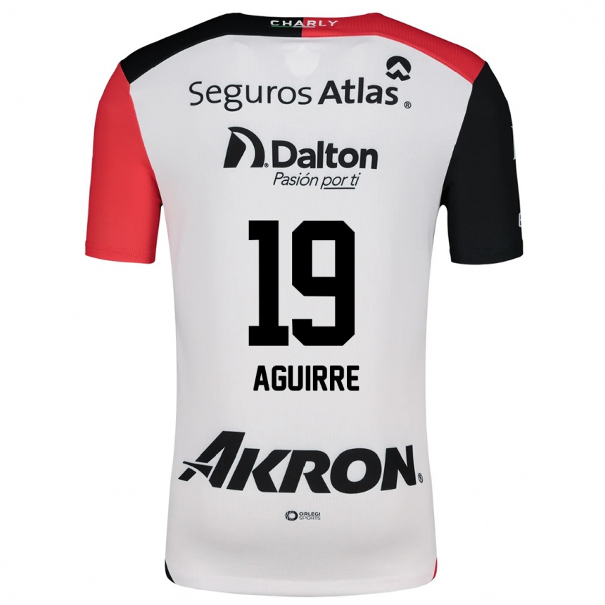 Enfant Football Maillot Eduardo Aguirre #19 Blanc Rouge Noir Tenues Extérieur 2024/25