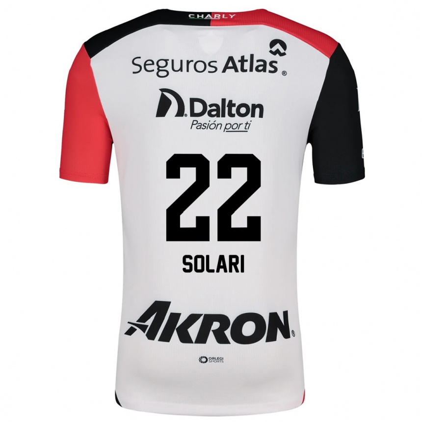 Enfant Football Maillot Augusto Solari #22 Blanc Rouge Noir Tenues Extérieur 2024/25