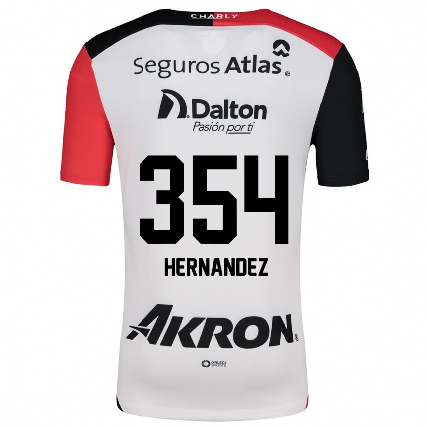 Enfant Football Maillot Daniel Hernández #354 Blanc Rouge Noir Tenues Extérieur 2024/25