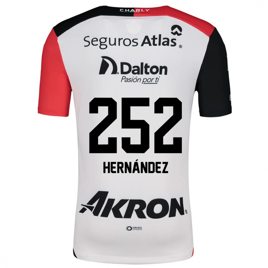 Enfant Football Maillot Luis Hernández #252 Blanc Rouge Noir Tenues Extérieur 2024/25