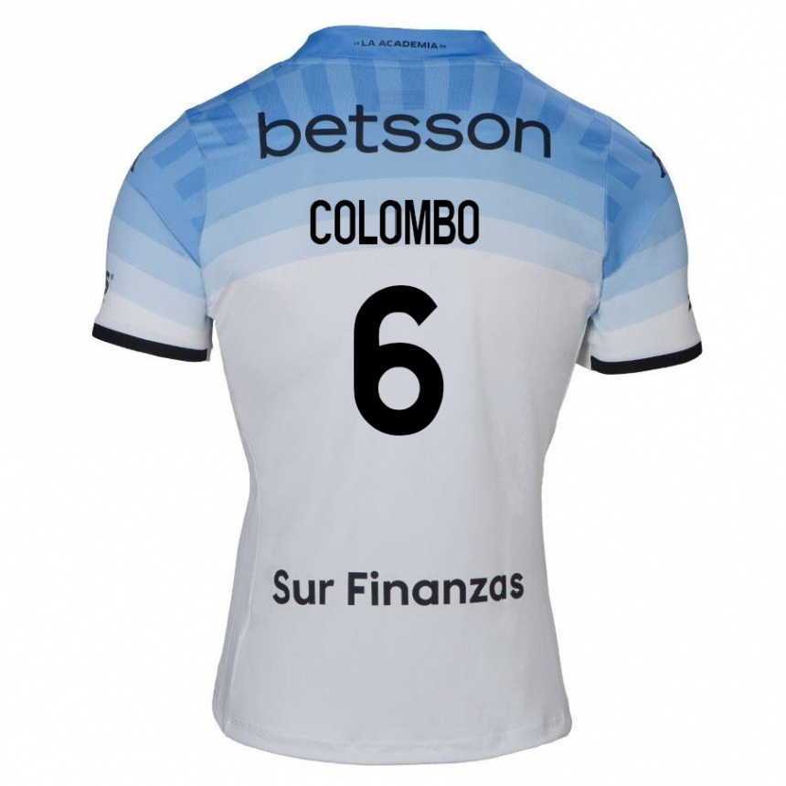 Enfant Football Maillot Nazareno Colombo #6 Blanc Bleu Noir Tenues Extérieur 2024/25