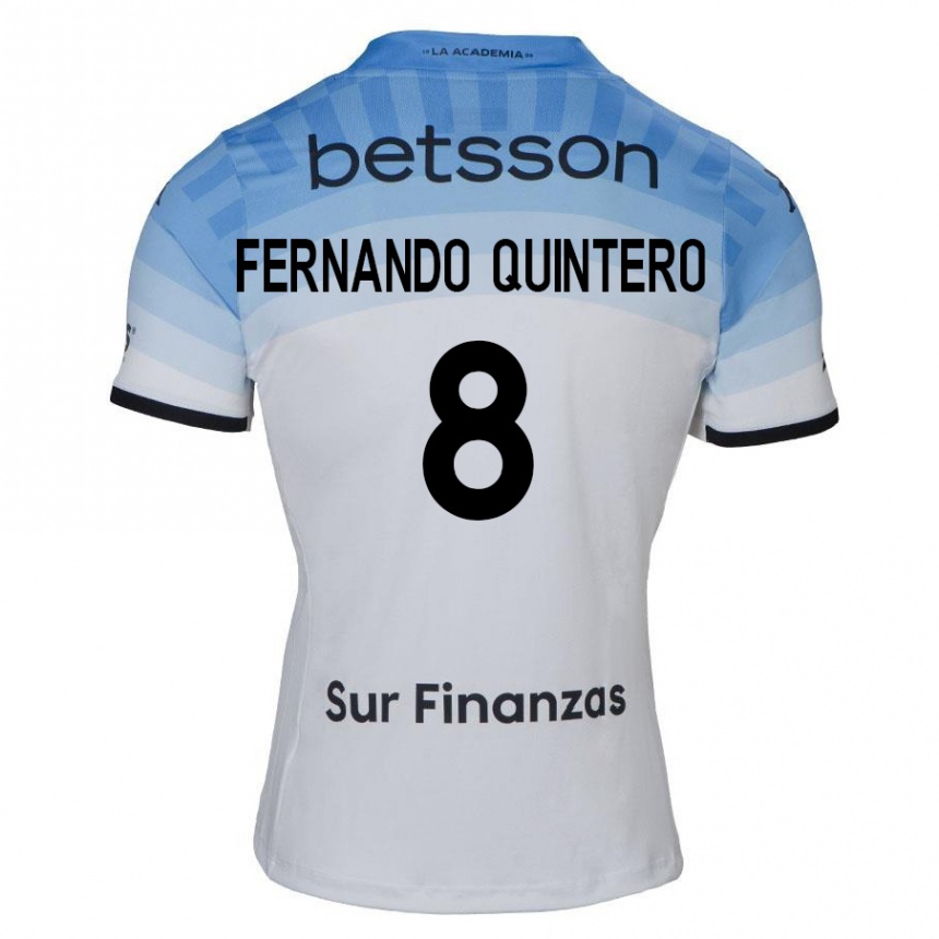 Enfant Football Maillot Juan Fernando Quintero #8 Blanc Bleu Noir Tenues Extérieur 2024/25