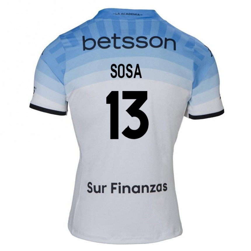 Enfant Football Maillot Santiago Sosa #13 Blanc Bleu Noir Tenues Extérieur 2024/25