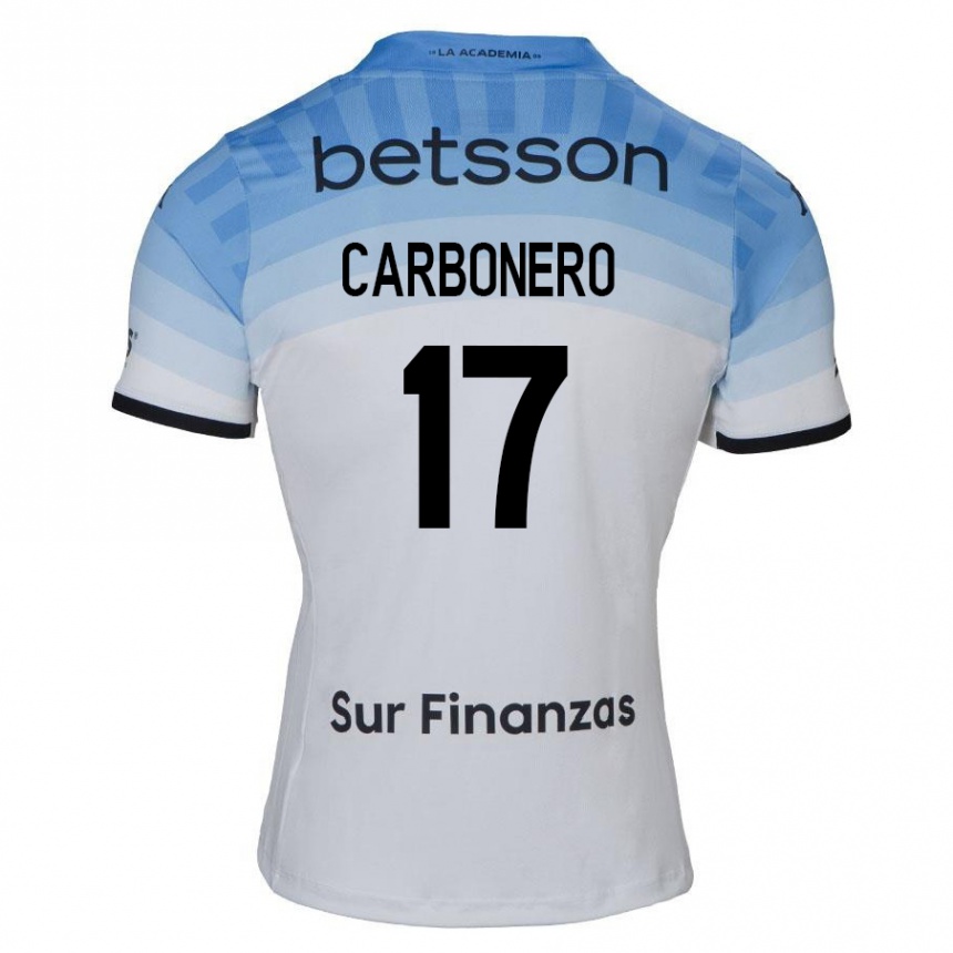 Enfant Football Maillot Johan Carbonero #17 Blanc Bleu Noir Tenues Extérieur 2024/25