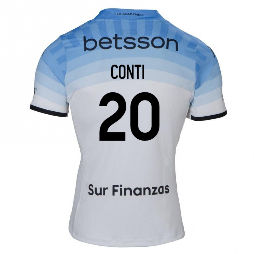 Enfant Football Maillot Germán Conti #20 Blanc Bleu Noir Tenues Extérieur 2024/25