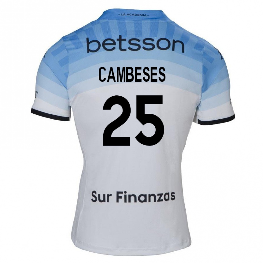 Enfant Football Maillot Facundo Cambeses #25 Blanc Bleu Noir Tenues Extérieur 2024/25