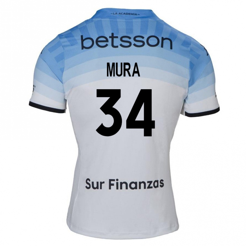 Enfant Football Maillot Facundo Mura #34 Blanc Bleu Noir Tenues Extérieur 2024/25