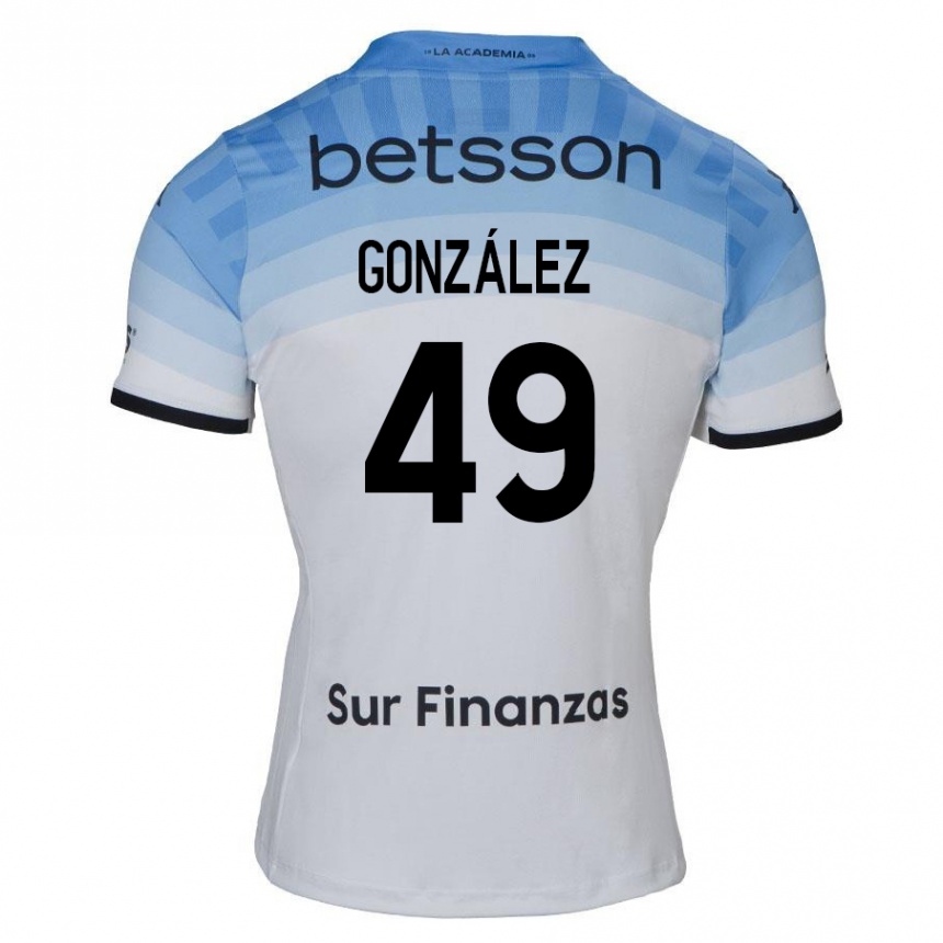 Enfant Football Maillot David González #49 Blanc Bleu Noir Tenues Extérieur 2024/25