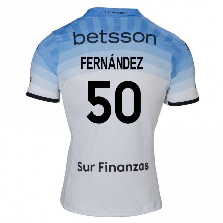 Enfant Football Maillot Román Fernández #50 Blanc Bleu Noir Tenues Extérieur 2024/25