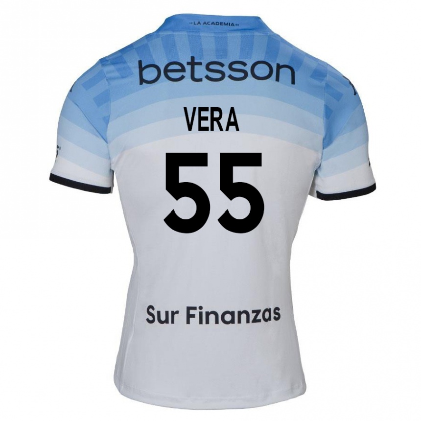 Enfant Football Maillot Santino Vera #55 Blanc Bleu Noir Tenues Extérieur 2024/25