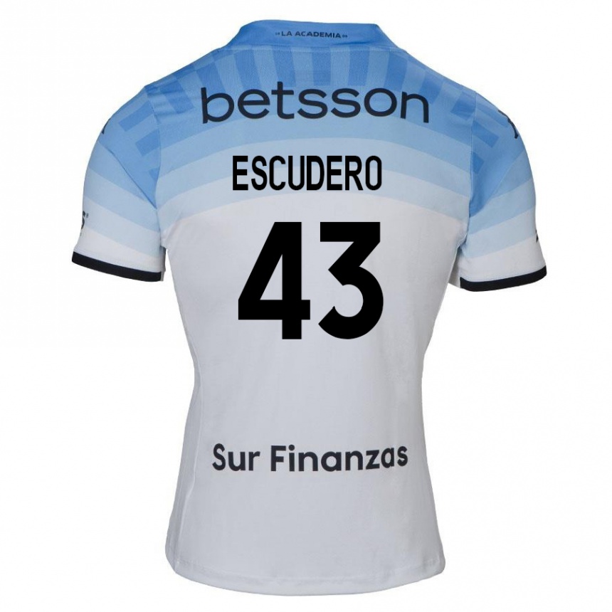 Enfant Football Maillot Gonzalo Escudero #43 Blanc Bleu Noir Tenues Extérieur 2024/25