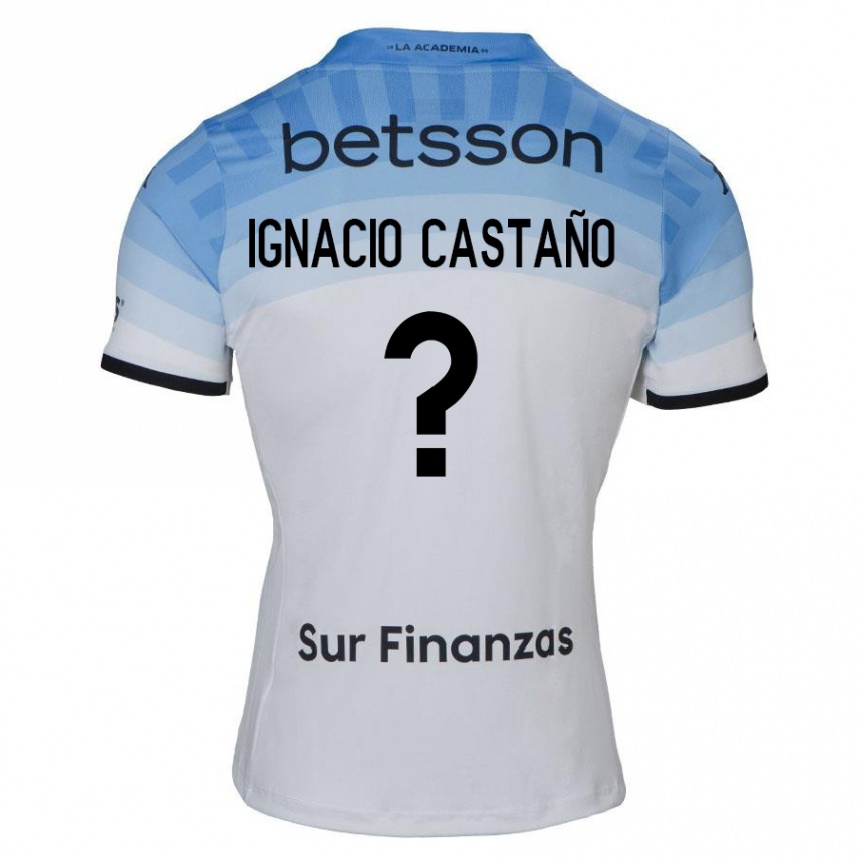 Enfant Football Maillot Juan Ignacio Castaño #0 Blanc Bleu Noir Tenues Extérieur 2024/25