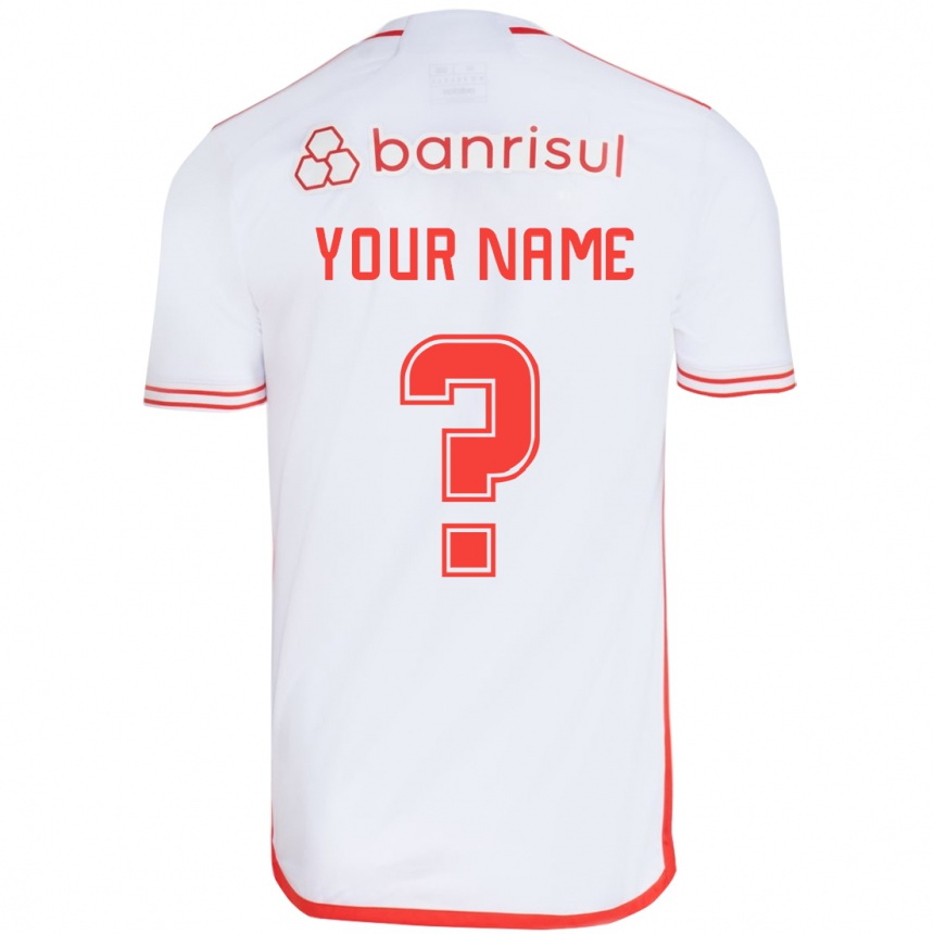 Enfant Football Maillot Votre Nom #0 Blanc Rouge Tenues Extérieur 2024/25