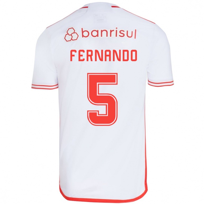 Enfant Football Maillot Fernando #5 Blanc Rouge Tenues Extérieur 2024/25