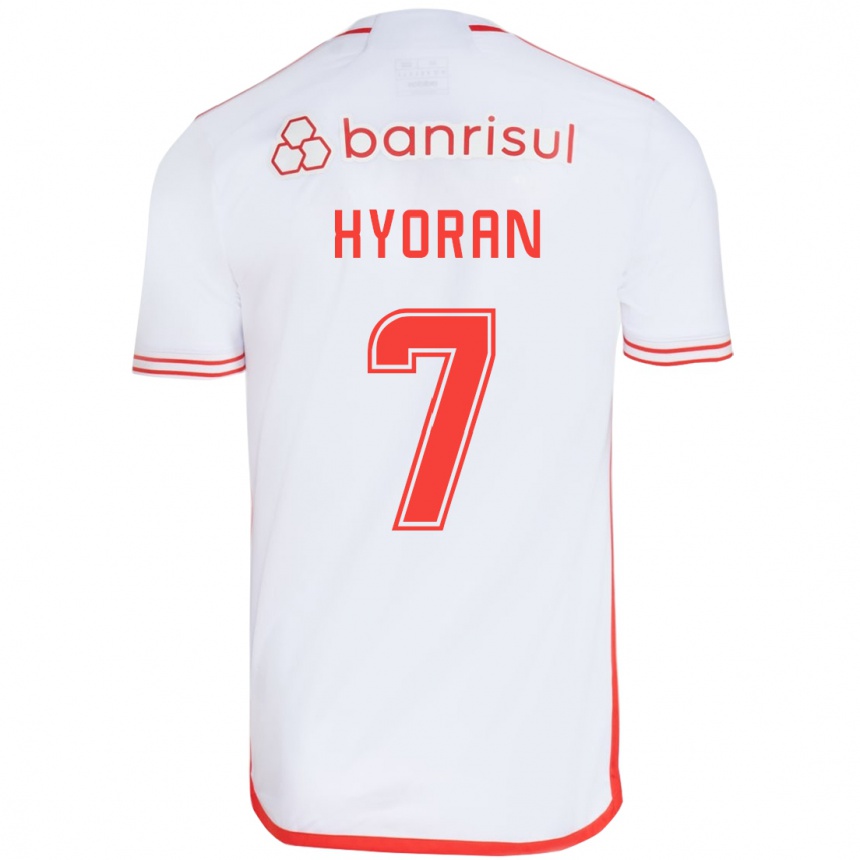 Enfant Football Maillot Hyoran #7 Blanc Rouge Tenues Extérieur 2024/25