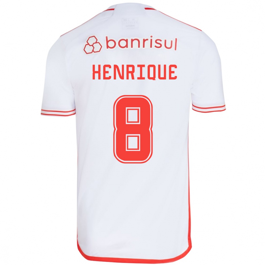 Enfant Football Maillot Bruno Henrique #8 Blanc Rouge Tenues Extérieur 2024/25