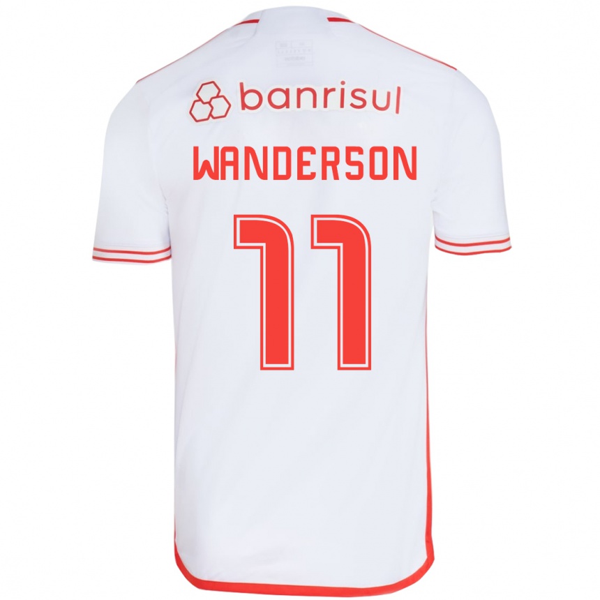 Enfant Football Maillot Wanderson #11 Blanc Rouge Tenues Extérieur 2024/25