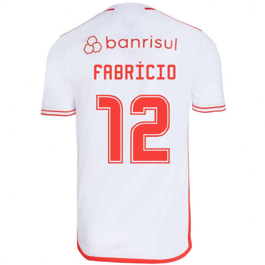 Enfant Football Maillot Fabrício #12 Blanc Rouge Tenues Extérieur 2024/25