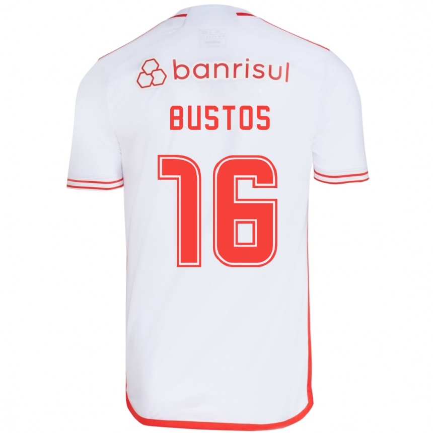 Enfant Football Maillot Fabricio Bustos #16 Blanc Rouge Tenues Extérieur 2024/25