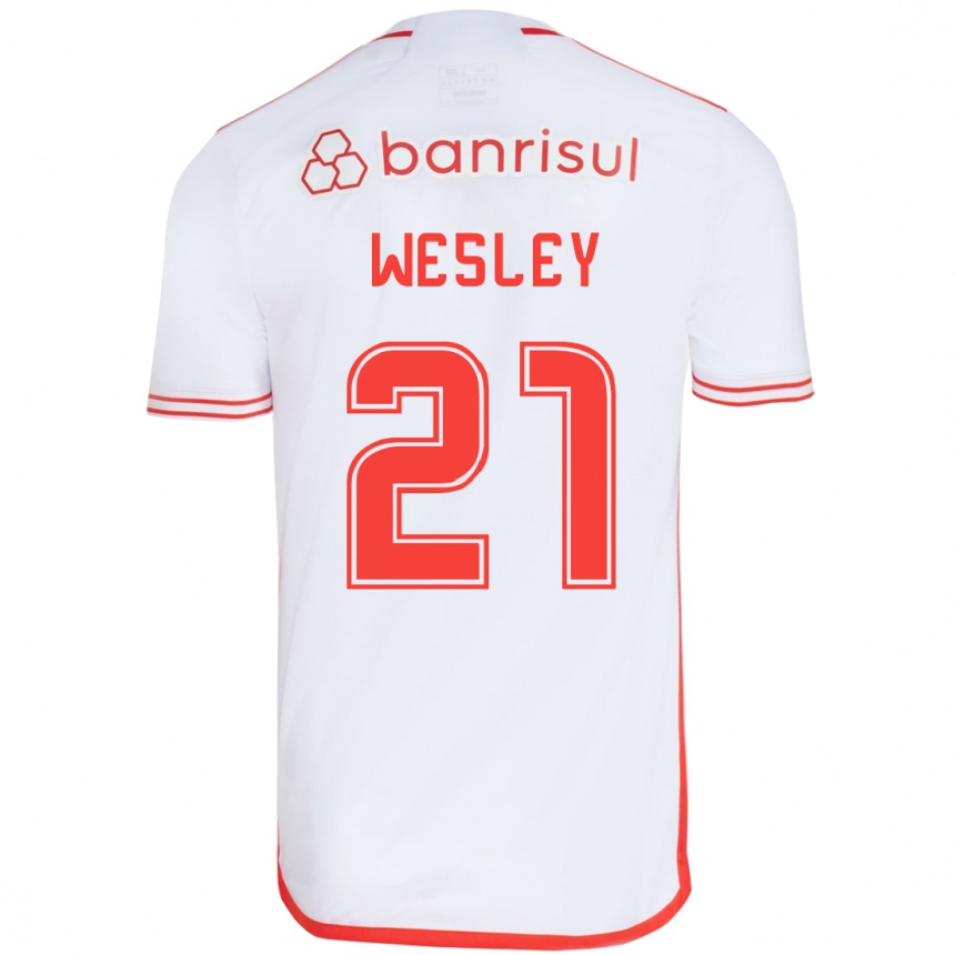 Enfant Football Maillot Wesley #21 Blanc Rouge Tenues Extérieur 2024/25