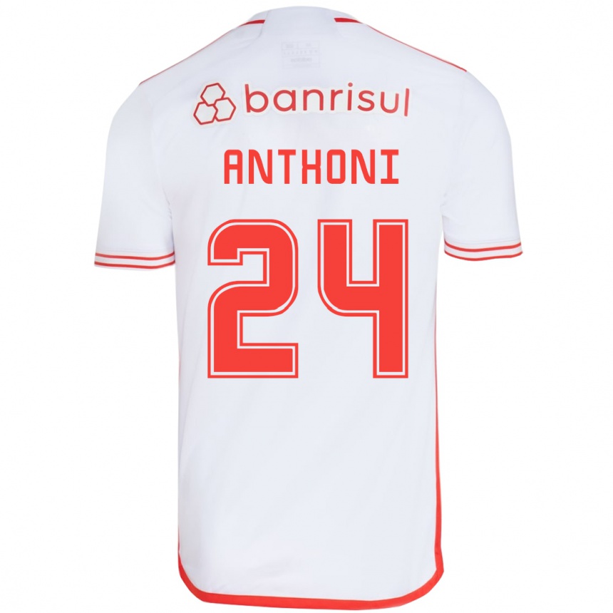 Enfant Football Maillot Anthoni #24 Blanc Rouge Tenues Extérieur 2024/25