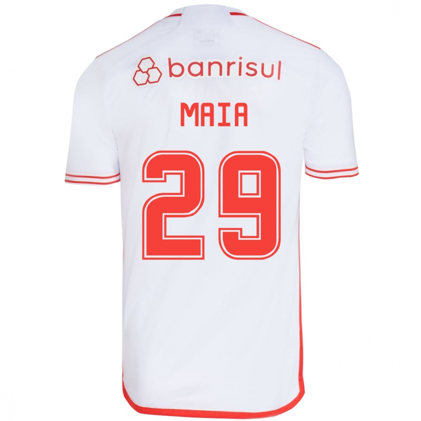 Enfant Football Maillot Thiago Maia #29 Blanc Rouge Tenues Extérieur 2024/25