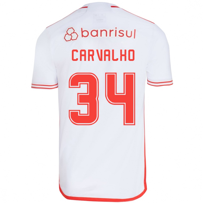 Enfant Football Maillot Gabriel Carvalho #34 Blanc Rouge Tenues Extérieur 2024/25