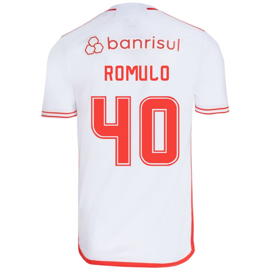 Enfant Football Maillot Rômulo #40 Blanc Rouge Tenues Extérieur 2024/25