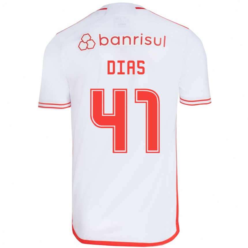 Enfant Football Maillot Matheus Dias #41 Blanc Rouge Tenues Extérieur 2024/25