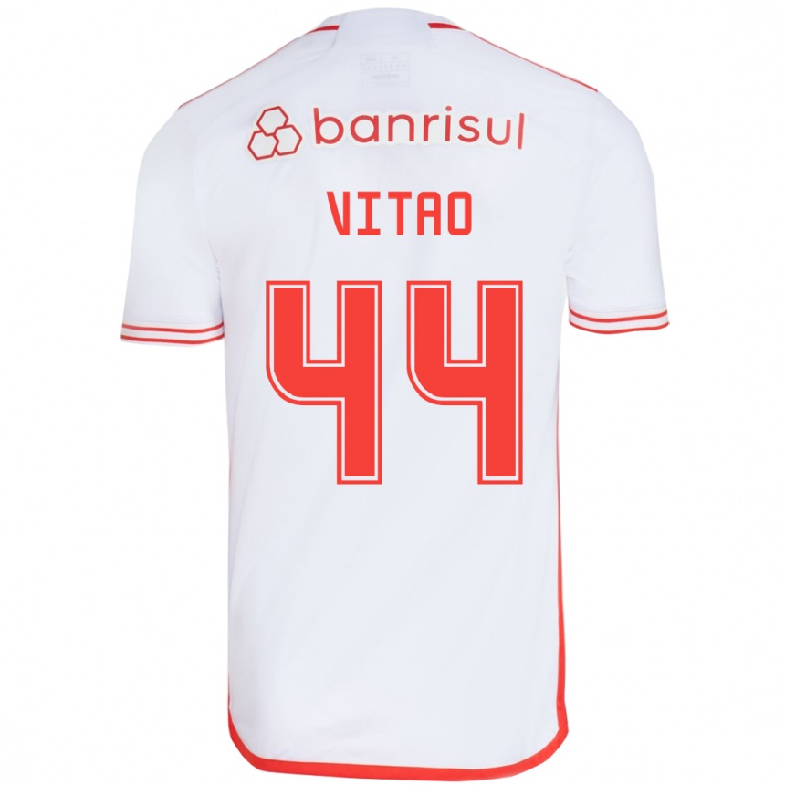 Enfant Football Maillot Vitão #44 Blanc Rouge Tenues Extérieur 2024/25