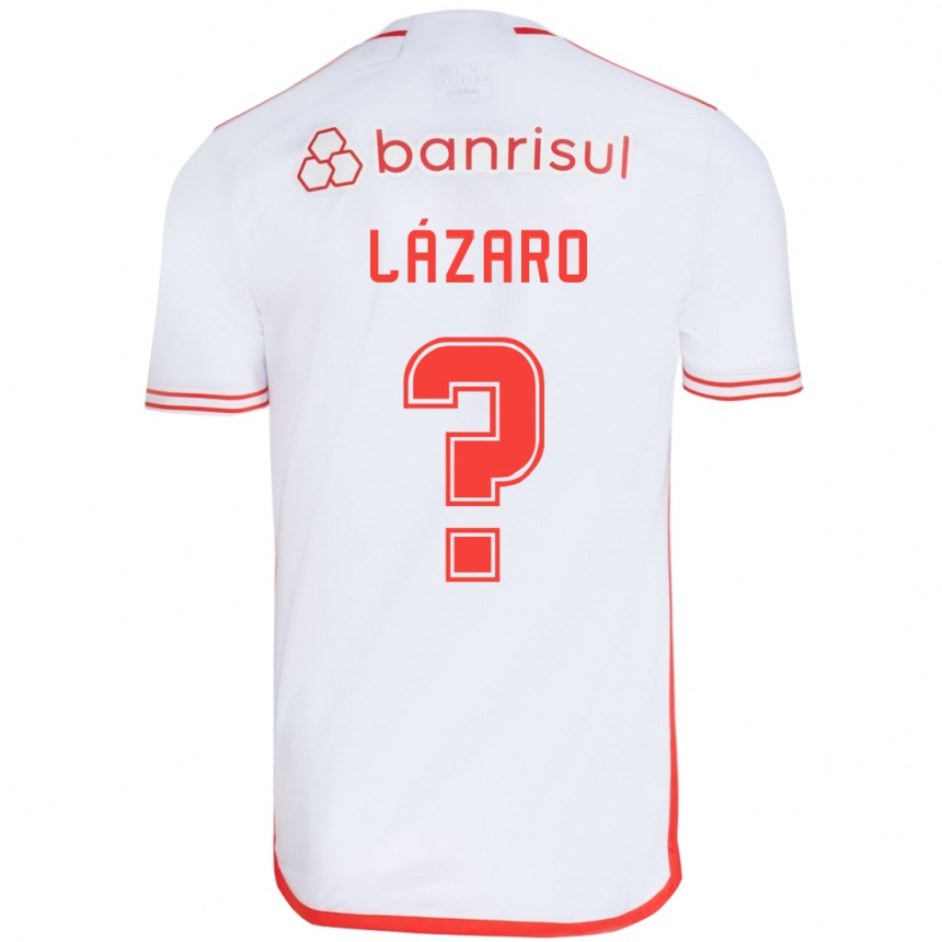 Enfant Football Maillot Lázaro #0 Blanc Rouge Tenues Extérieur 2024/25