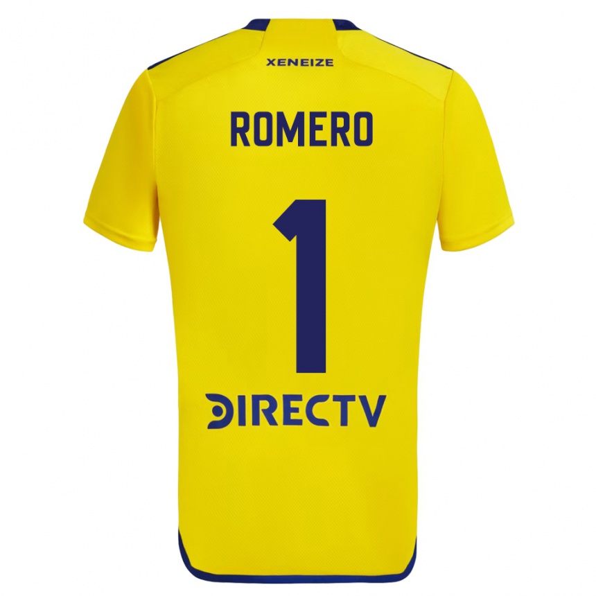 Enfant Football Maillot Sergio Romero #1 Jaune Bleu Tenues Extérieur 2024/25