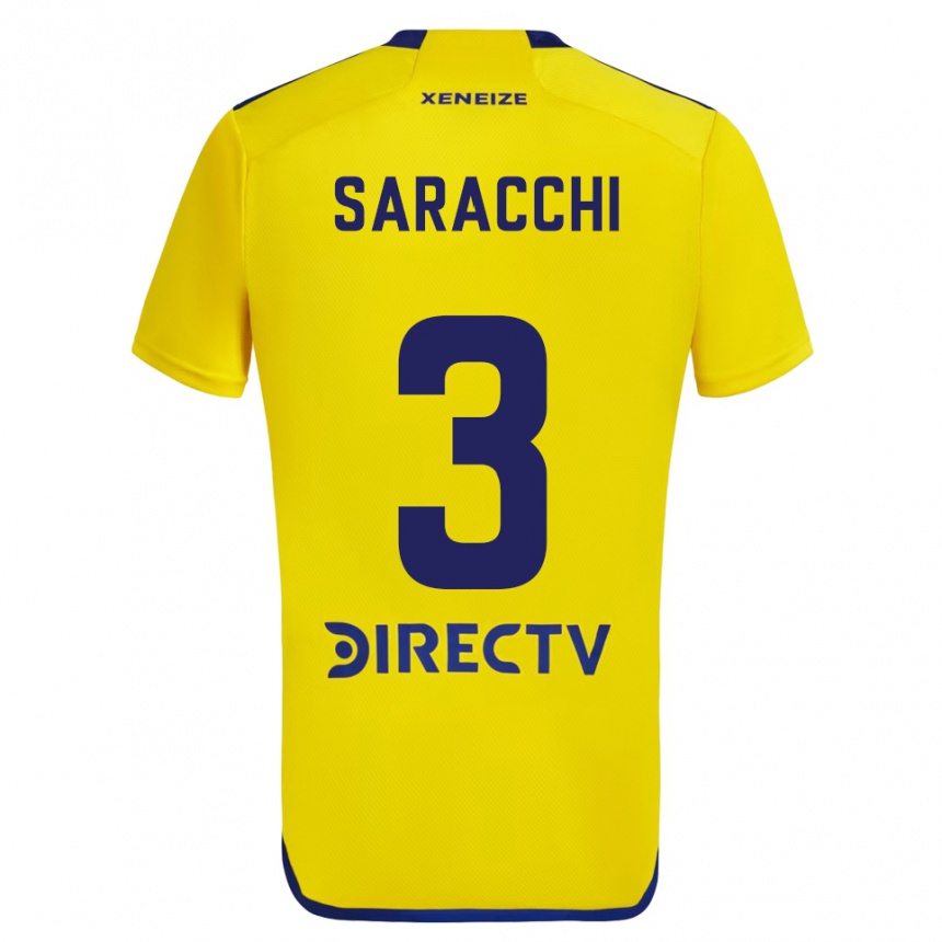 Enfant Football Maillot Marcelo Saracchi #3 Jaune Bleu Tenues Extérieur 2024/25