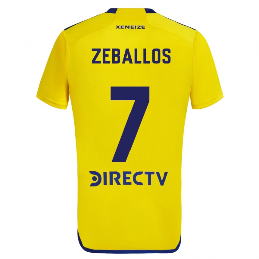 Enfant Football Maillot Exequiel Zeballos #7 Jaune Bleu Tenues Extérieur 2024/25