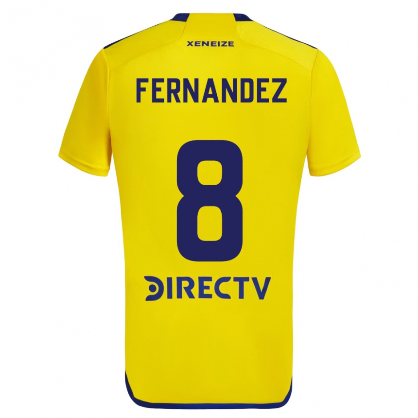 Enfant Football Maillot Pol Fernández #8 Jaune Bleu Tenues Extérieur 2024/25