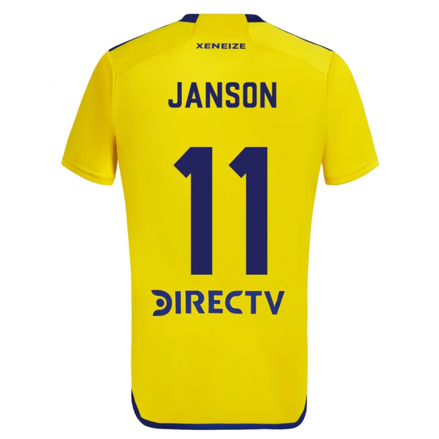 Enfant Football Maillot Lucas Janson #11 Jaune Bleu Tenues Extérieur 2024/25