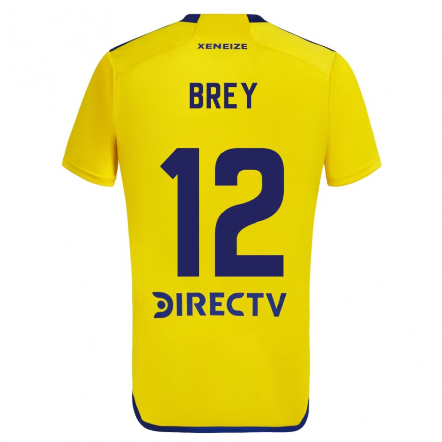 Enfant Football Maillot Leandro Brey #12 Jaune Bleu Tenues Extérieur 2024/25