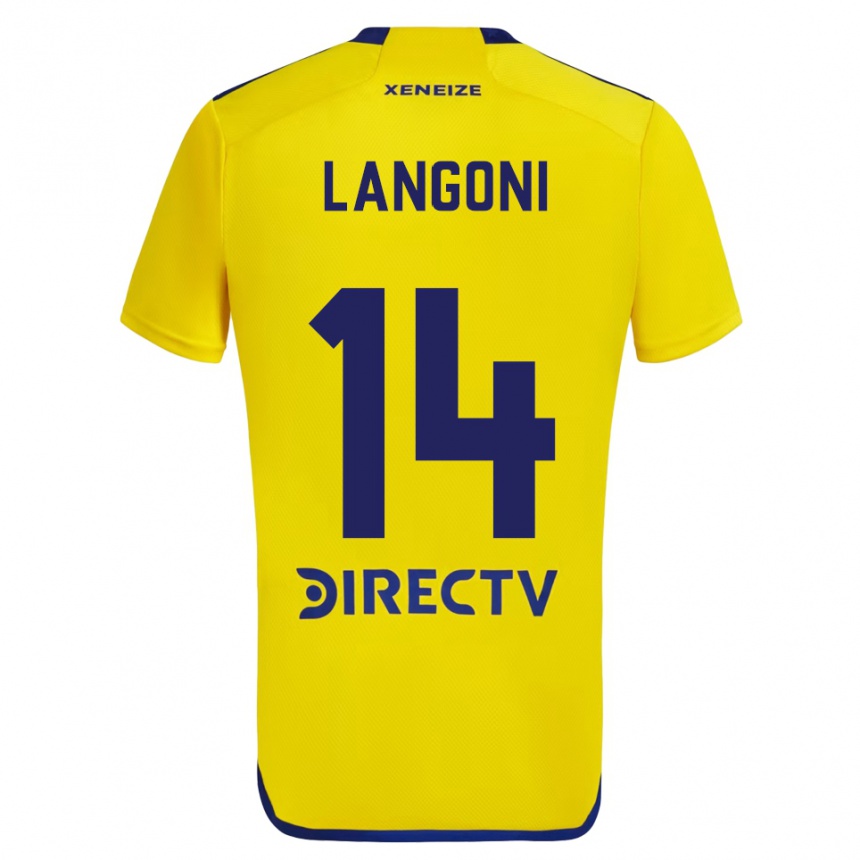 Enfant Football Maillot Luca Langoni #14 Jaune Bleu Tenues Extérieur 2024/25