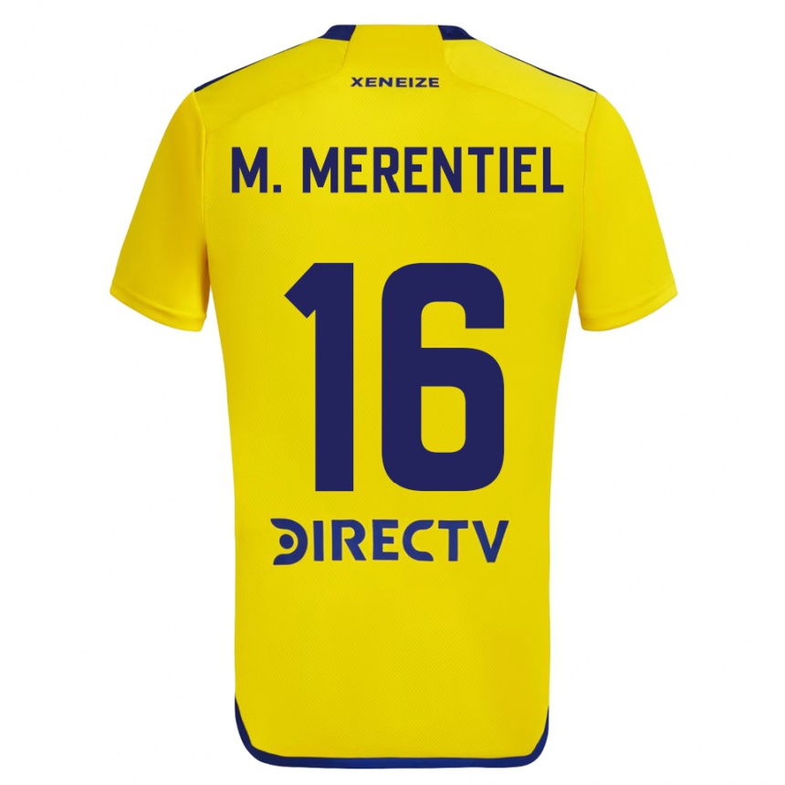 Enfant Football Maillot Miguel Merentiel #16 Jaune Bleu Tenues Extérieur 2024/25