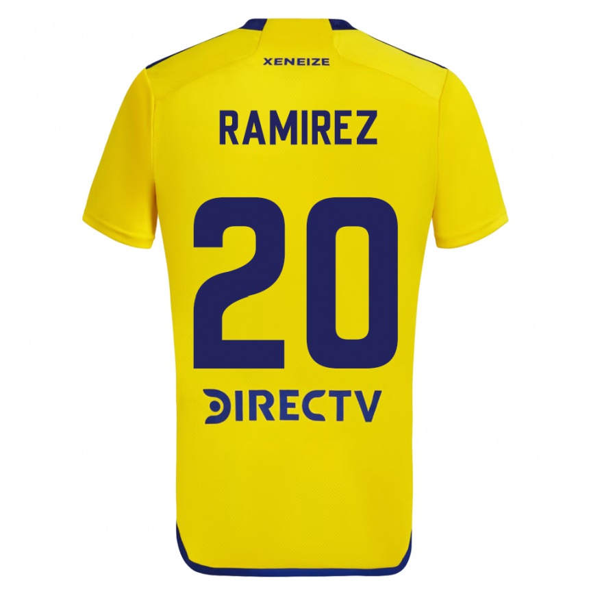 Enfant Football Maillot Juan Ramírez #20 Jaune Bleu Tenues Extérieur 2024/25