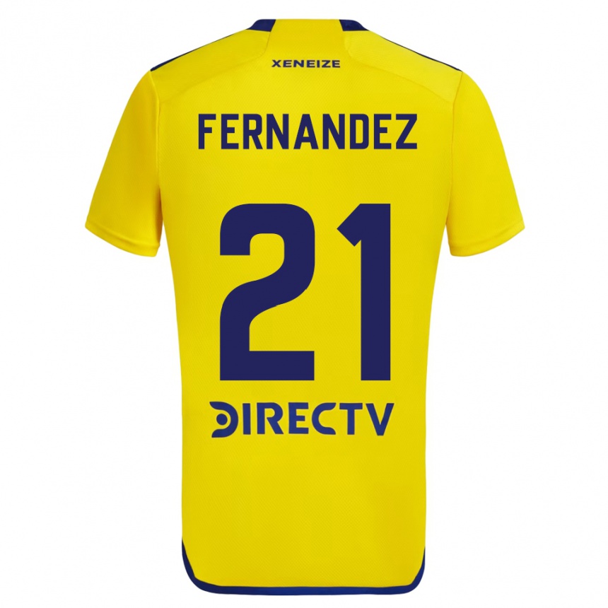 Enfant Football Maillot Ezequiel Fernández #21 Jaune Bleu Tenues Extérieur 2024/25