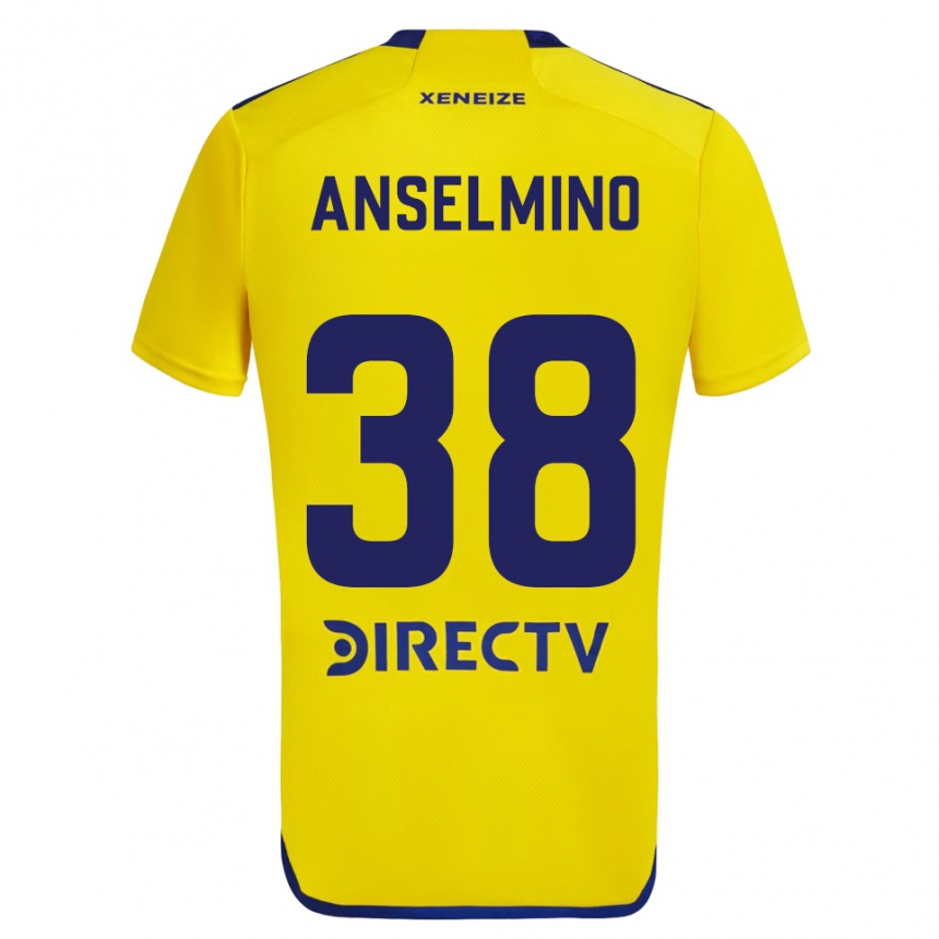 Enfant Football Maillot Aarón Anselmino #38 Jaune Bleu Tenues Extérieur 2024/25