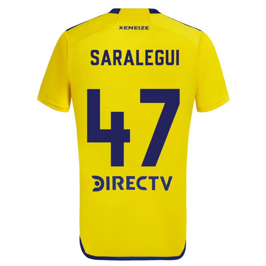 Enfant Football Maillot Jabes Saralegui #47 Jaune Bleu Tenues Extérieur 2024/25