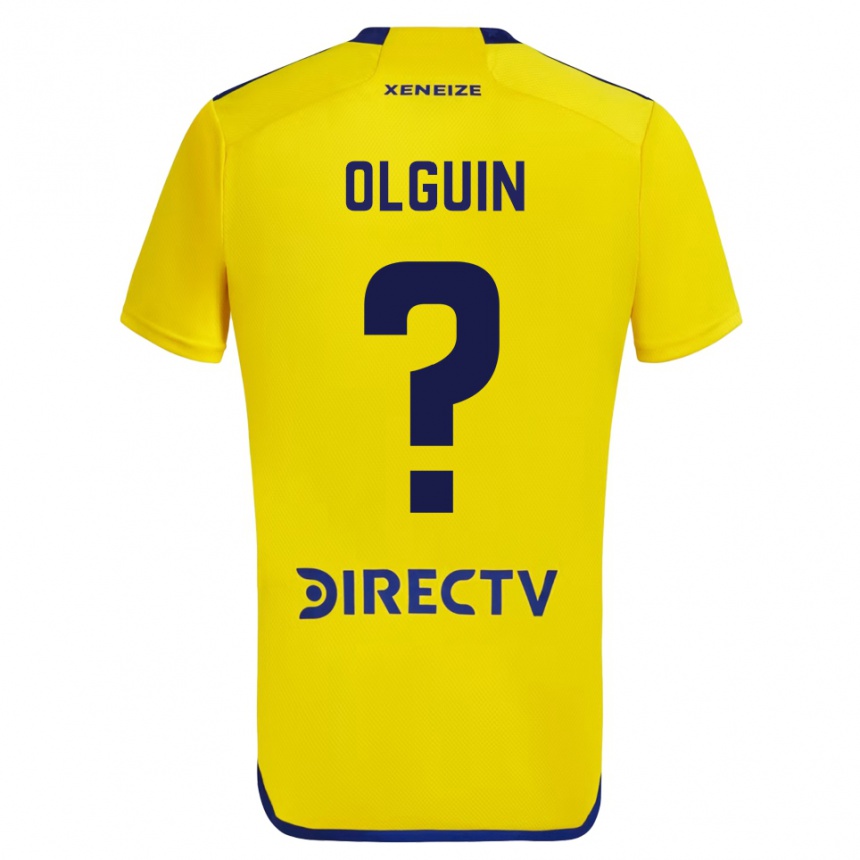 Enfant Football Maillot Matias Olguin #0 Jaune Bleu Tenues Extérieur 2024/25