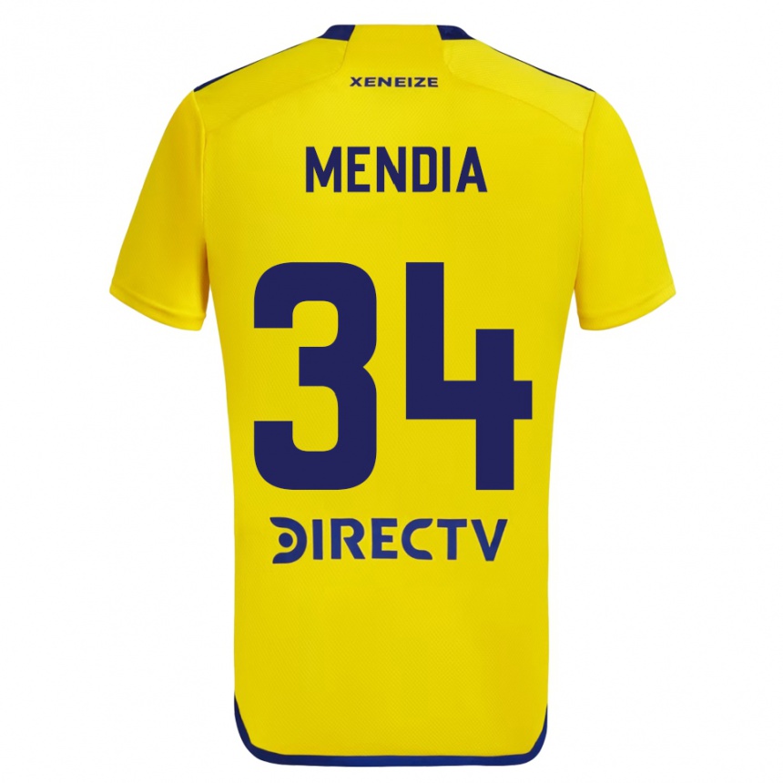 Enfant Football Maillot Mateo Mendia #34 Jaune Bleu Tenues Extérieur 2024/25