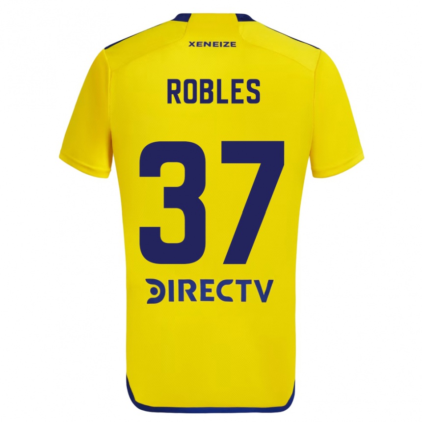 Enfant Football Maillot Sebastián Díaz Robles #37 Jaune Bleu Tenues Extérieur 2024/25