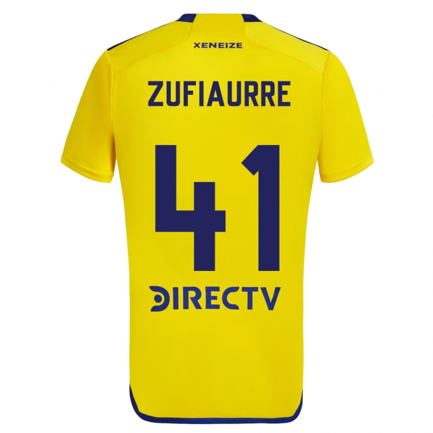 Enfant Football Maillot Iker Zufiaurre #41 Jaune Bleu Tenues Extérieur 2024/25