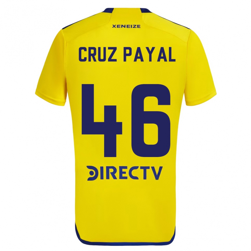 Enfant Football Maillot Juan Cruz Payal #46 Jaune Bleu Tenues Extérieur 2024/25