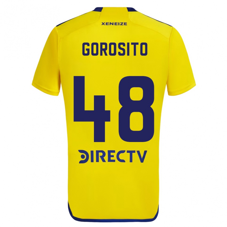 Enfant Football Maillot Dylan Gorosito #48 Jaune Bleu Tenues Extérieur 2024/25